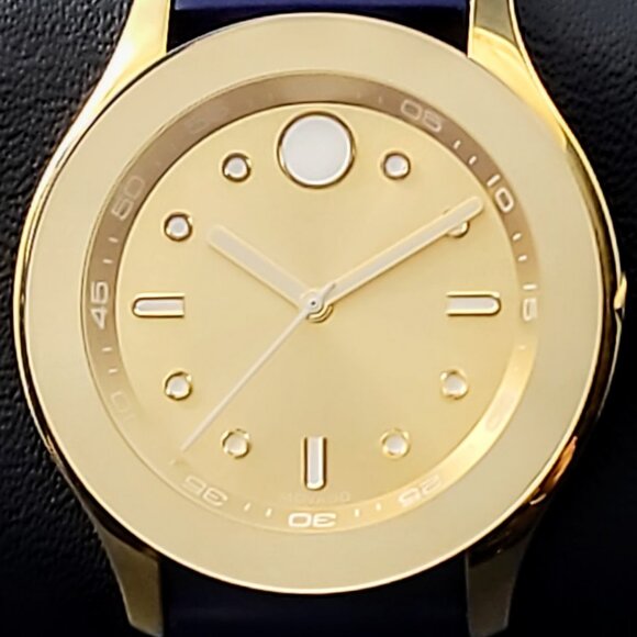Movado Accessories - Movado Bold Gold Dial Quartz Watch –Unisex-Blue Silicone Strap – New Battery